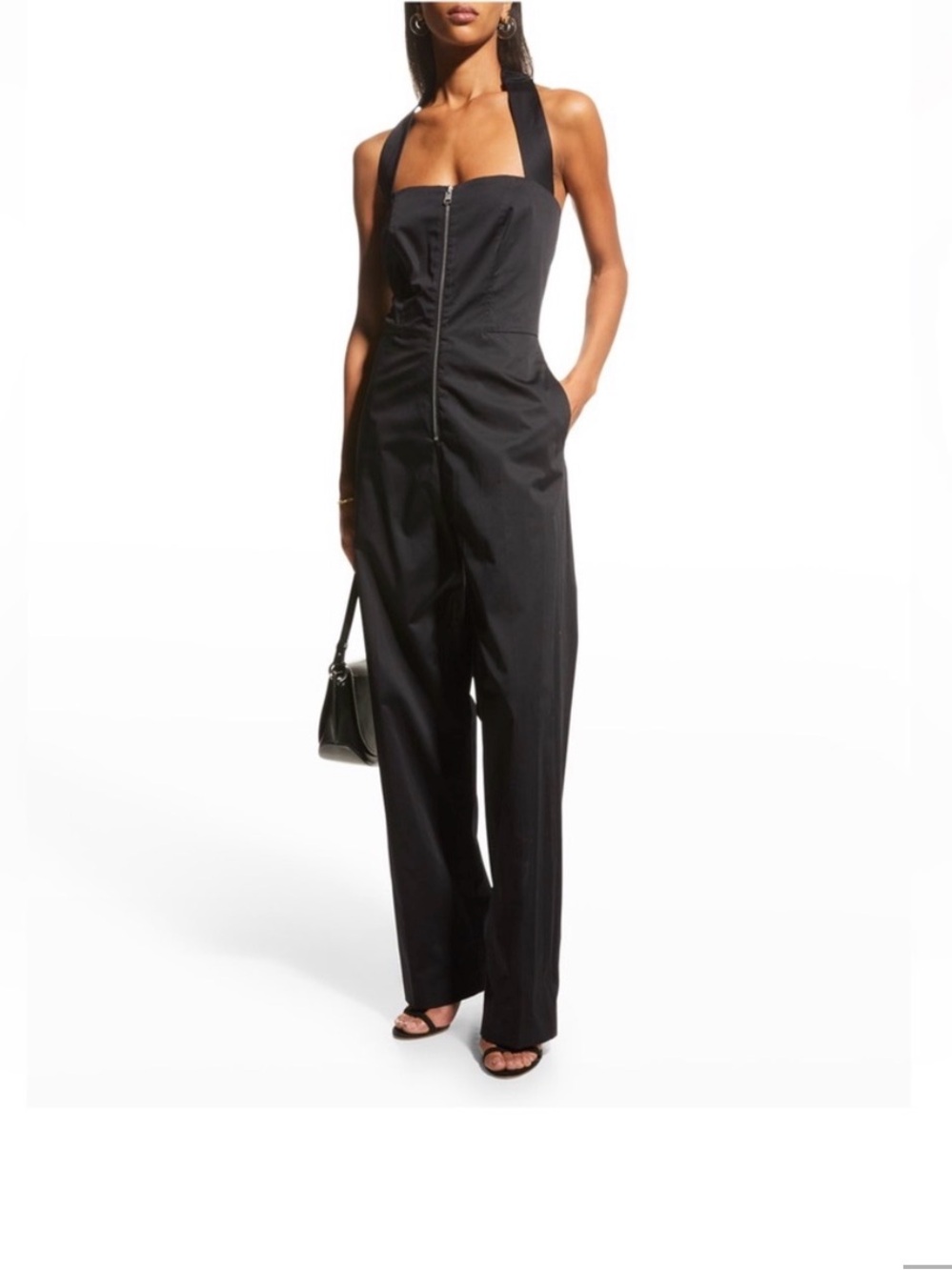 Frame Denim Black Halter Zip Jumpsuit